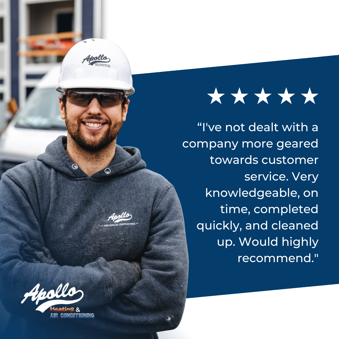 Apollo Heating and Air Conditioning review testimonial ad graphic