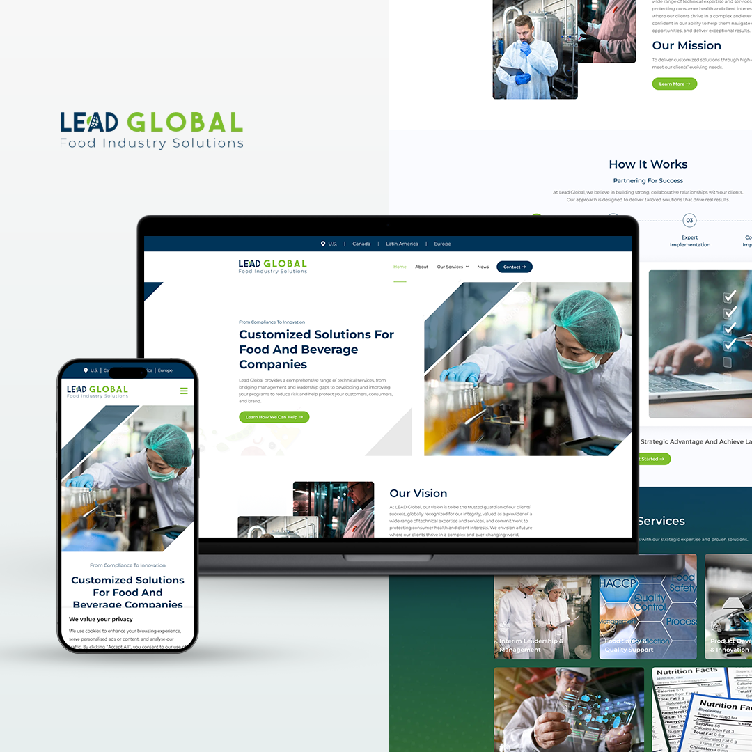 Lead Global website shown on laptop and mobile